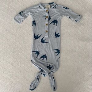 Kate Quinn TheWoods Blue Sparrow Button Knotted Gown in Beechwood Modal 0-3M EUC